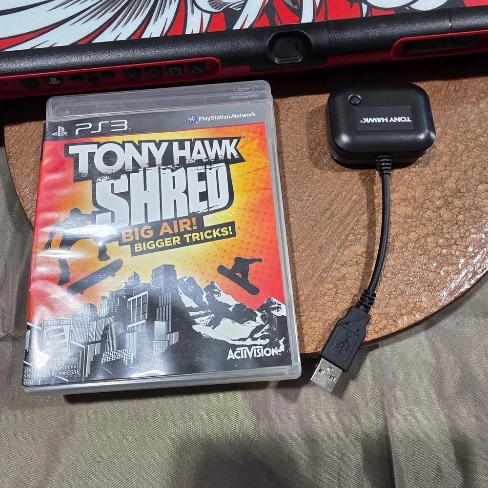 Tony Hawk Shred PS3 Bundle Wireless Skateboard Controller Dongle Birdhouse Game